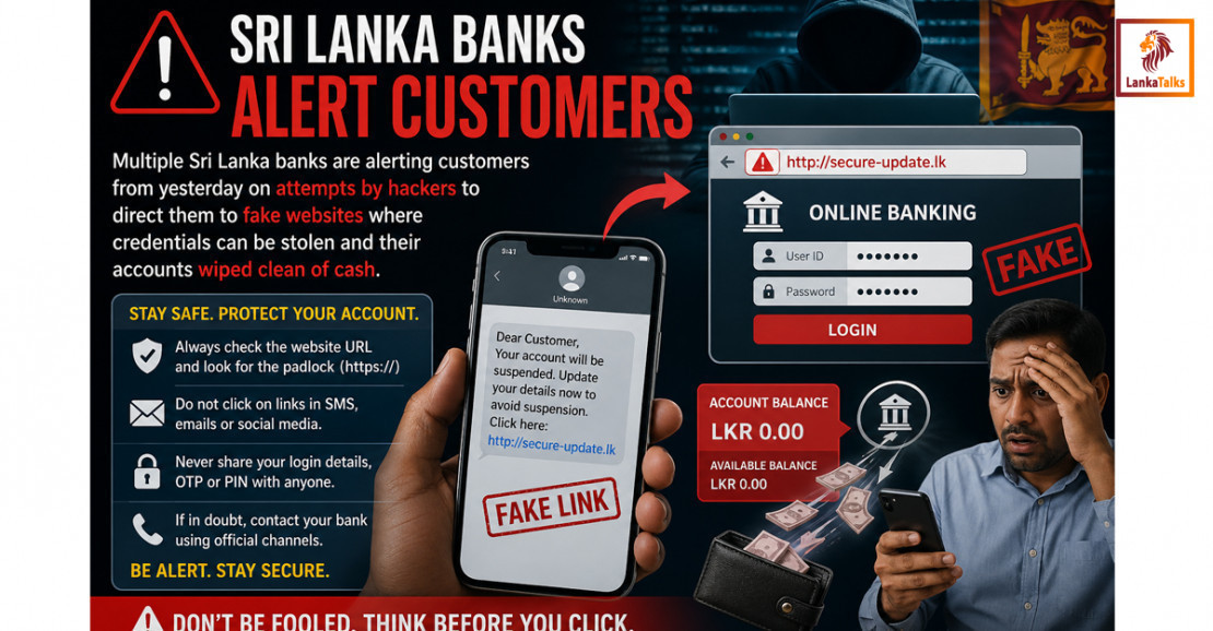 Sri Lanka banks simultaneously warn customers of account hacking by look-alike websites