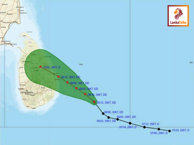 Deep depression in Bay of Bengal moves closer to Sri Lanka