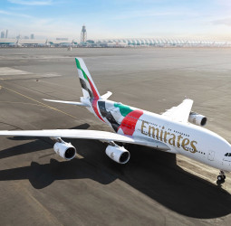 Emirates unveils a striking new UAE flag livery on its A380