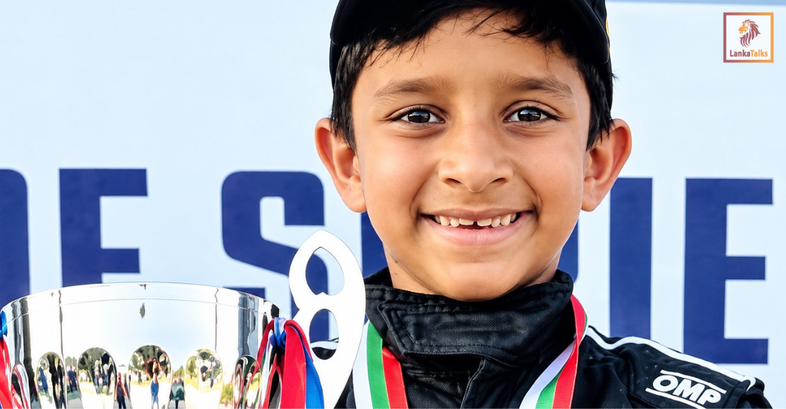 Sri Lankan boy (7) on the racing podium