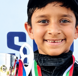 Sri Lankan boy (7) on the racing podium