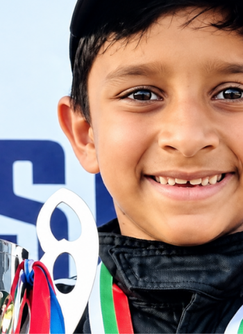 Sri Lankan boy (7) on the racing podium