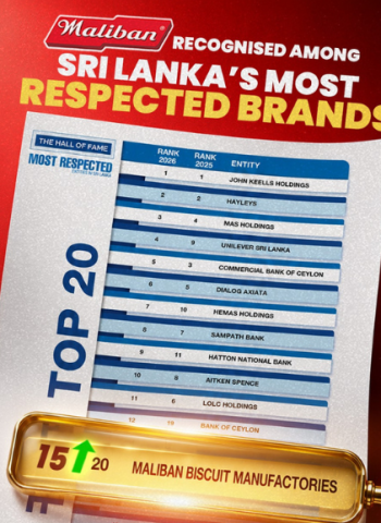 Maliban Climbs Five Places in Sri Lanka’s Most Respected Entities Ranking
