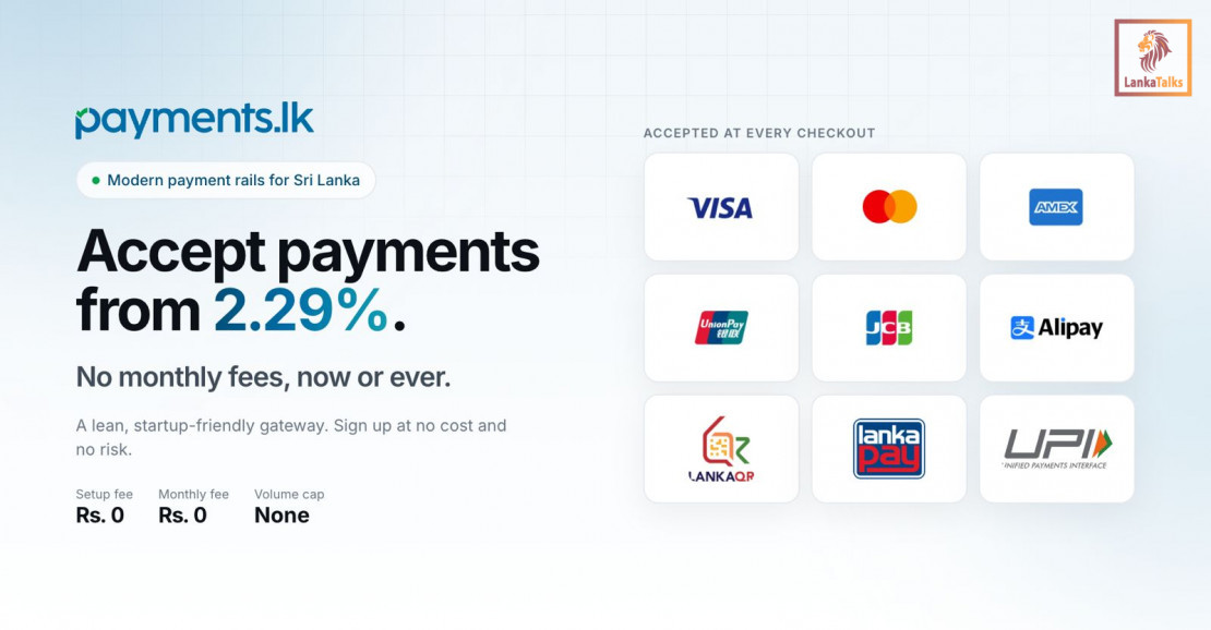 Payments.lk by Payable takes on traditional payment gateways by offering zero monthly fees, lowest published rates
